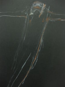 Il est déjà trop tard 2005 acrylique et craie sur papier, 21x29,7cm