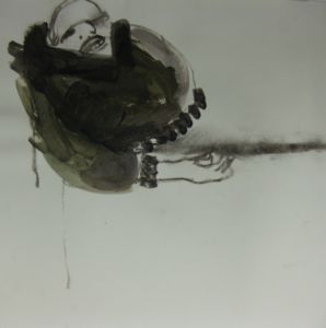 Il est déjà trop tard 2004 fusain et acrylique sur papier, 30x30cm