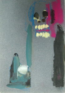 Sans titre 2008 acrylique et craie sur papier, 14x10cm