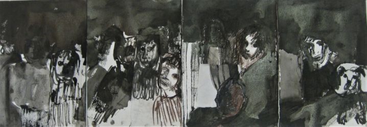 Portrait de famille 2013 encre et craie 21x60cm