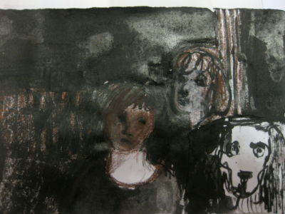 Portrait de famille 2013 encre et craie 15,5 x21,7cm