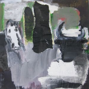 Une autre histoire 2019, acrylique et collage sur toile, 30x30cm