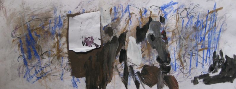 Dead End détail 2017 pastel, encre,acrylique et collage 25x195cm