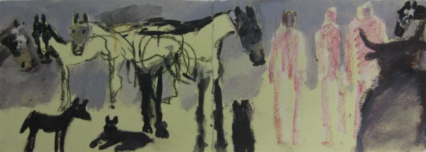 Une autre histoire 2018 acrylique et pastel, 21x58,5cm