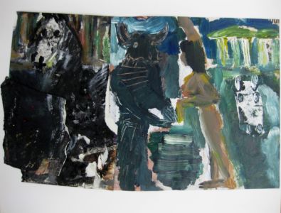 Une autre histoire 2018, acrylique , encre et collage 38x50cm