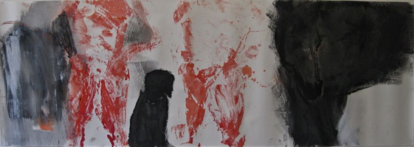 Une autre histoire 2020 acrylique et encre sur papier, 100x290cm