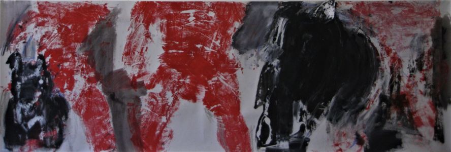 Une autre histoire 2020 acrylique et encre sur papier,100x310cm