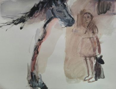 Lieux d'êtres 2020 crayon, aquarelle, acrylique et collage sur papier, 25x32,5cm