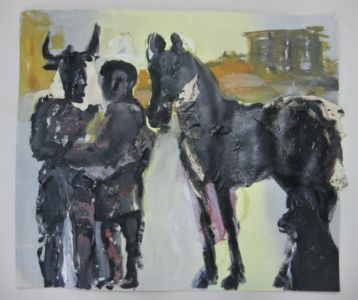 Lieux d'êtres 2020 acrylique, pastel et collage sur papier, 70x100cm